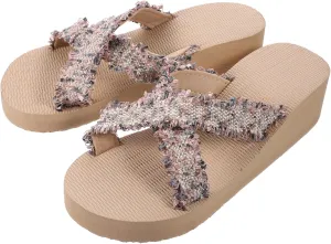 1Pair Imitation Straw Woven Sandals for Women Comfortable Beach Slippers with Fashionable Cross Strap Design for Summer Vacations and Casual Outings Stylish Beige Color