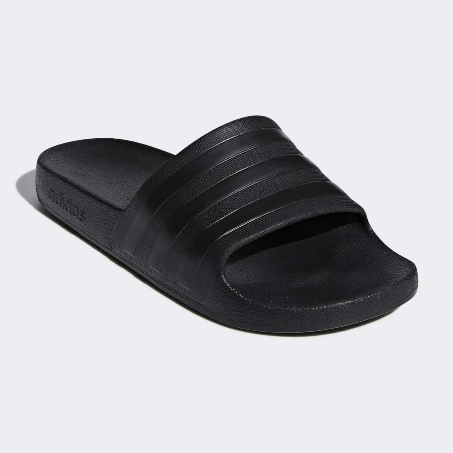 Adidas Adilette Aqua Stripe Slides (Triple Black)(F35550)