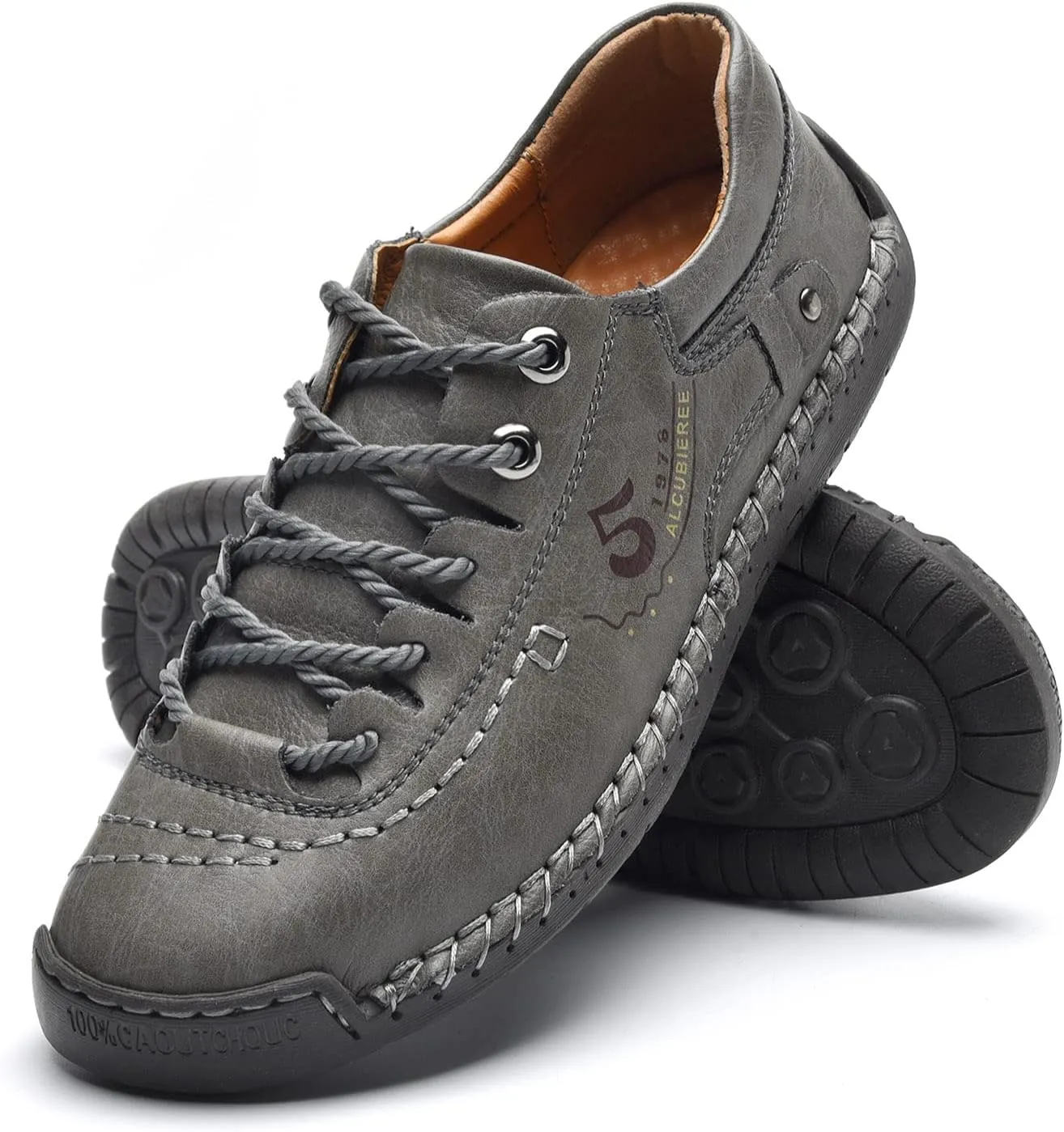 alcubieree Mens Leather Casual Shoes Comfortable Fashion Sneakers Loafers Lightweight Dress Walking Driving Shoes for MenSize 7.5-13