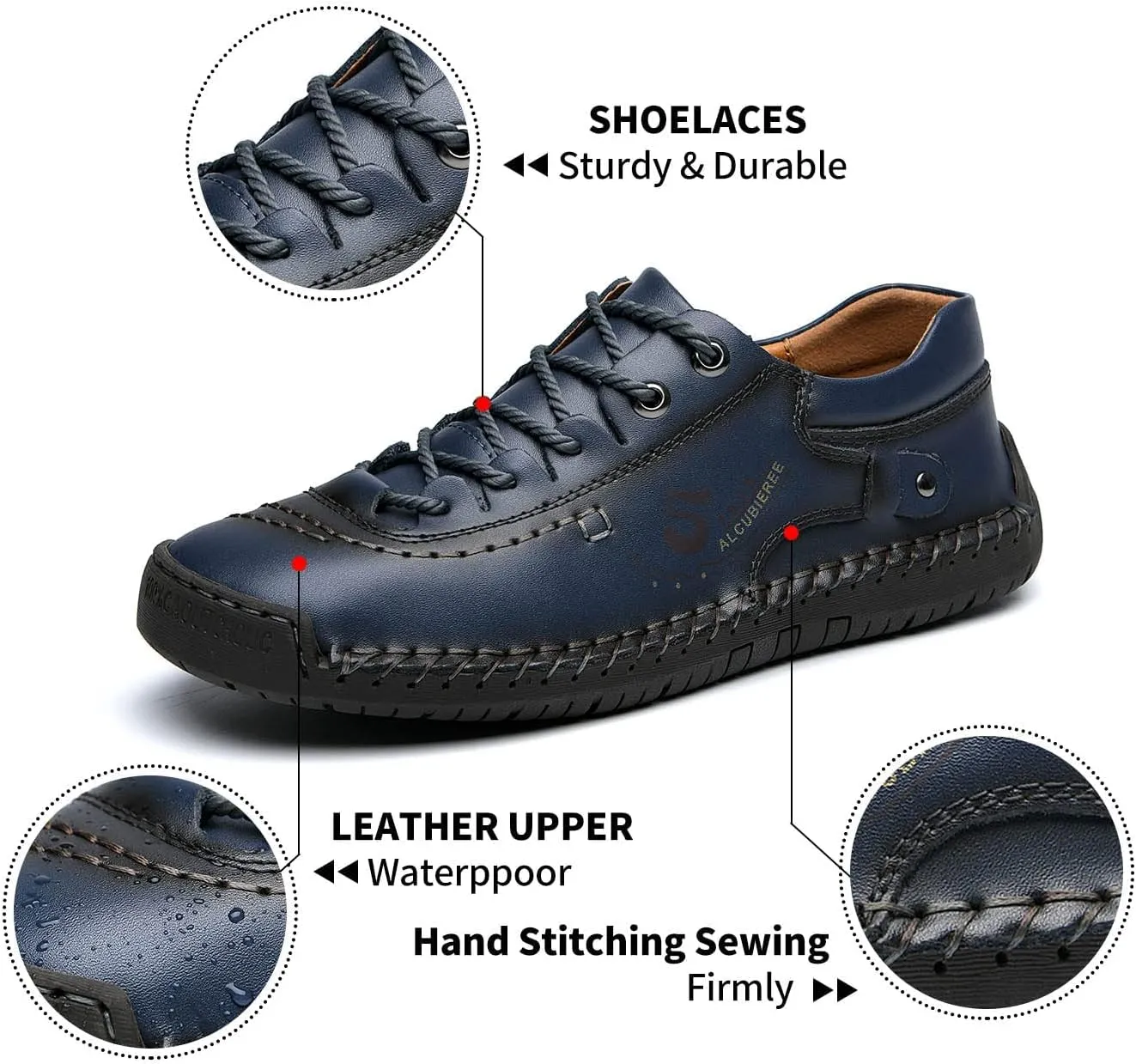 alcubieree Mens Leather Casual Shoes Comfortable Fashion Sneakers Loafers Lightweight Dress Walking Driving Shoes for MenSize 7.5-13