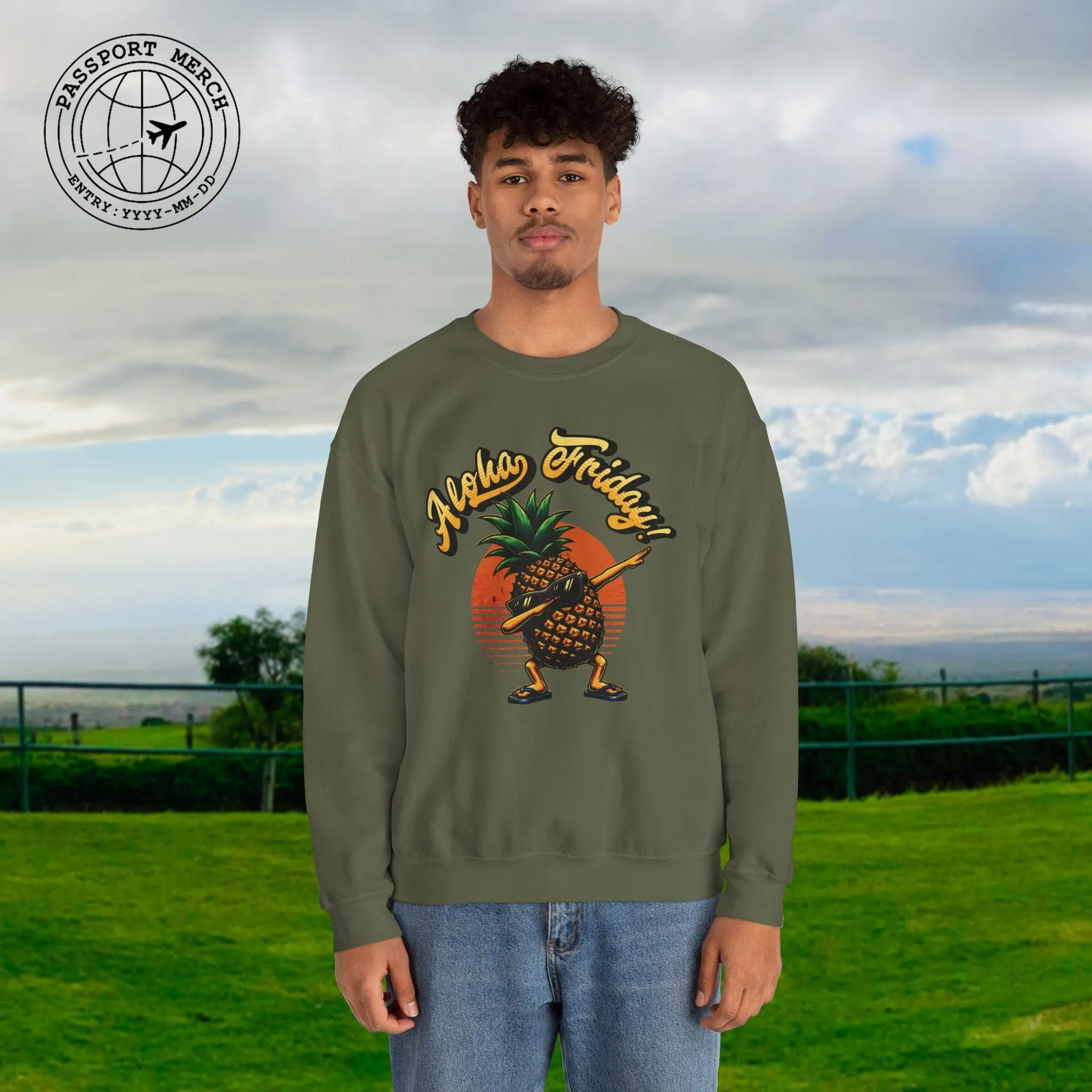 Aloha Friday Dabbing Pineapple Hawaii Crewneck