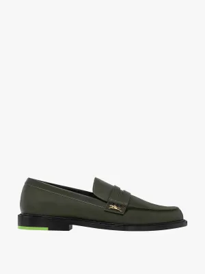 AU khaki leather Sultan loafers
