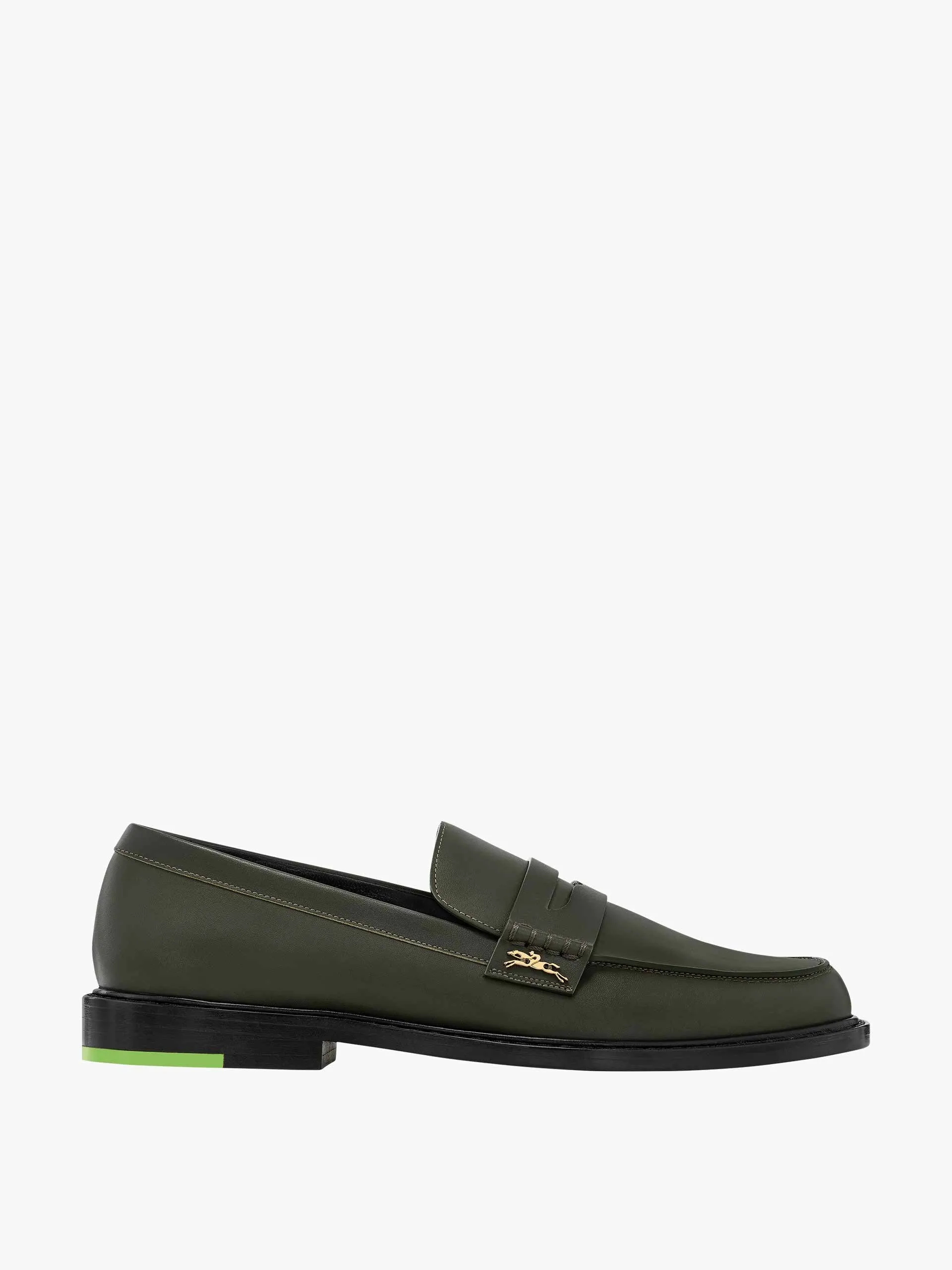 AU khaki leather Sultan loafers