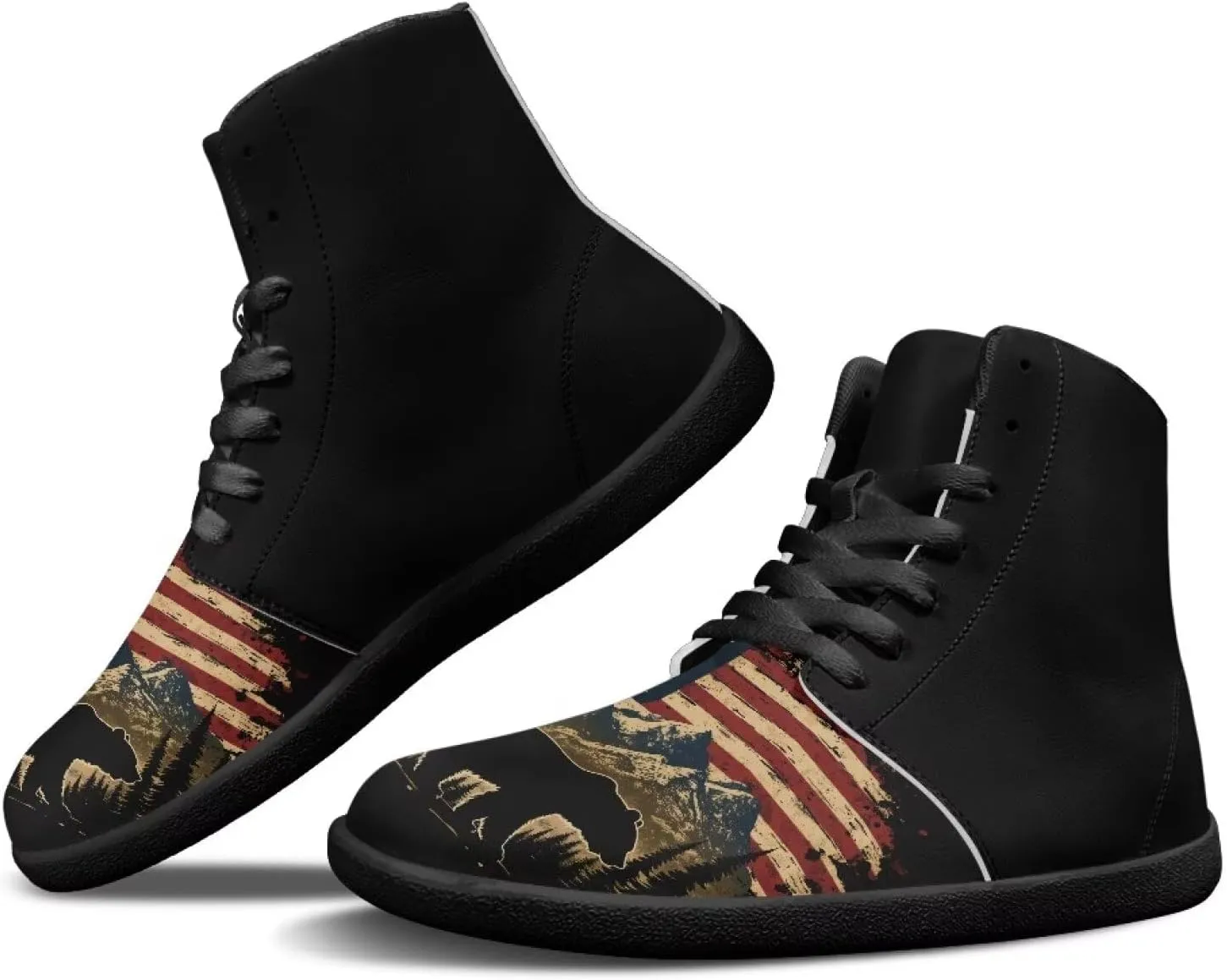 Barefoot Shoes for Men Comfortable Zero Drop Tennis Running Hiking Workout Shoes Wide Toe Box Anti-Skid Waterproof Sneakers for Teen Boys Black US 5-14
