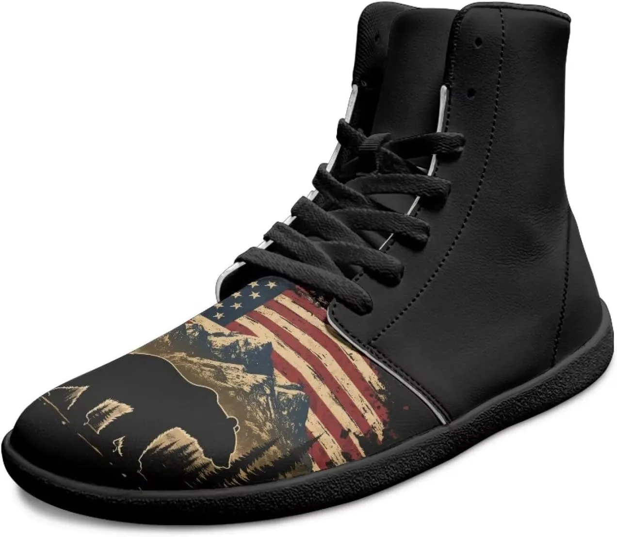 Barefoot Shoes for Men Comfortable Zero Drop Tennis Running Hiking Workout Shoes Wide Toe Box Anti-Skid Waterproof Sneakers for Teen Boys Black US 5-14