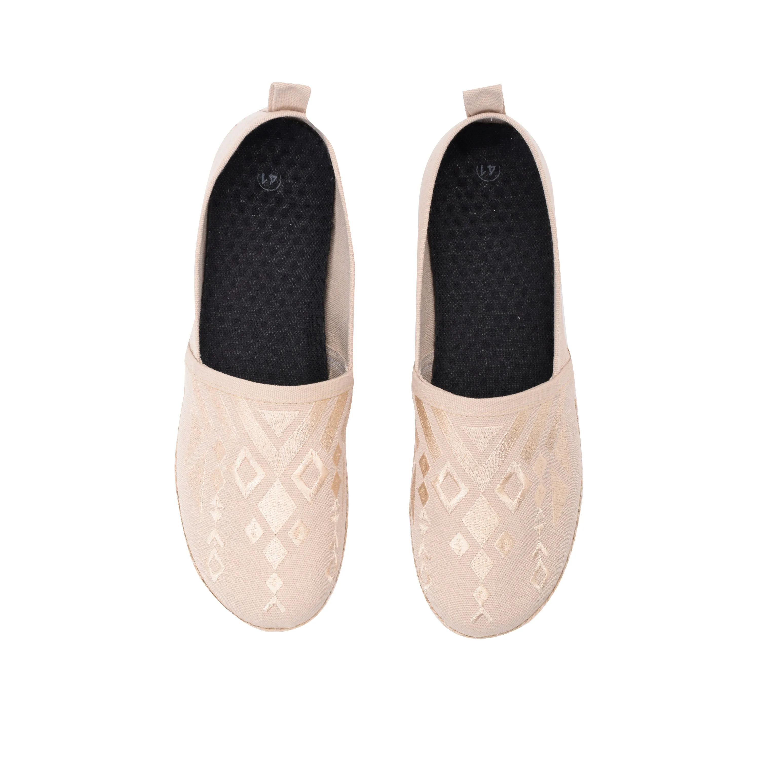 Beige Men Espadrilles with Beige embroideries -7003