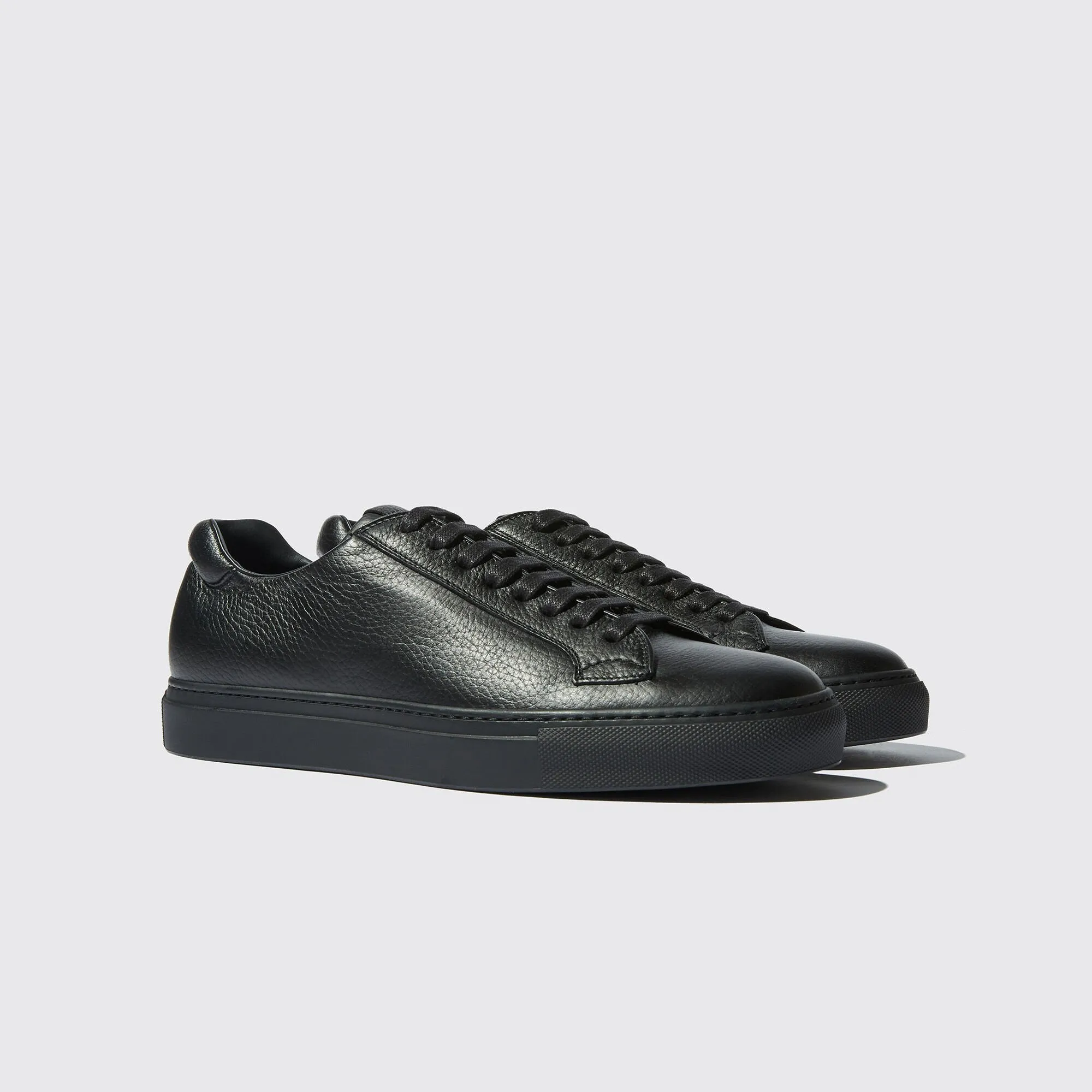 Black Leather Kendall Lace Up Sneakers - AW24