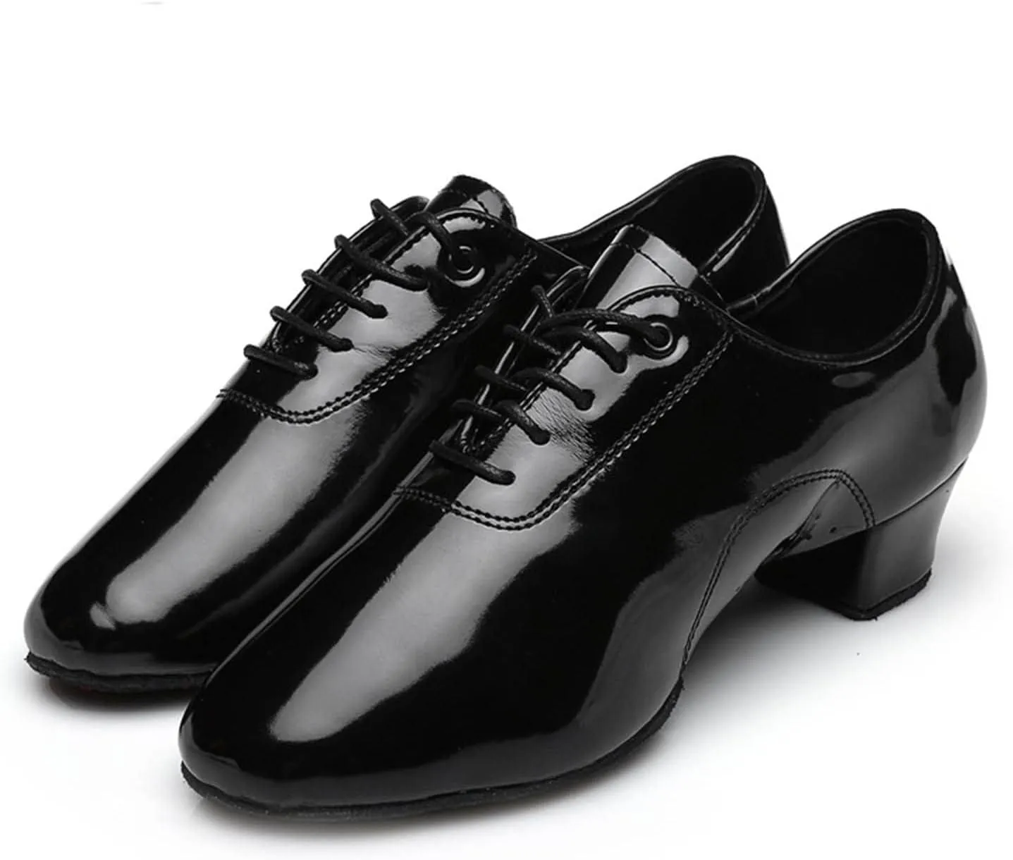 Boy's Ballroom Dance Shoes Black Shiny Patent Leather Tango Salsa Latin Character Shoe Oxfords Jazz Lace up Shoes