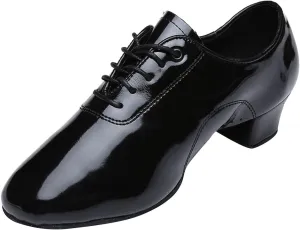Boy's Ballroom Dance Shoes Black Shiny Patent Leather Tango Salsa Latin Character Shoe Oxfords Jazz Lace up Shoes