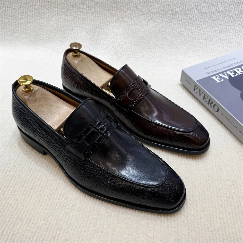 Brown Leather Loafers Business Dress Fashion Leather Shoes