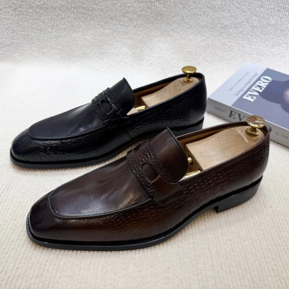 Brown Leather Loafers Business Dress Fashion Leather Shoes