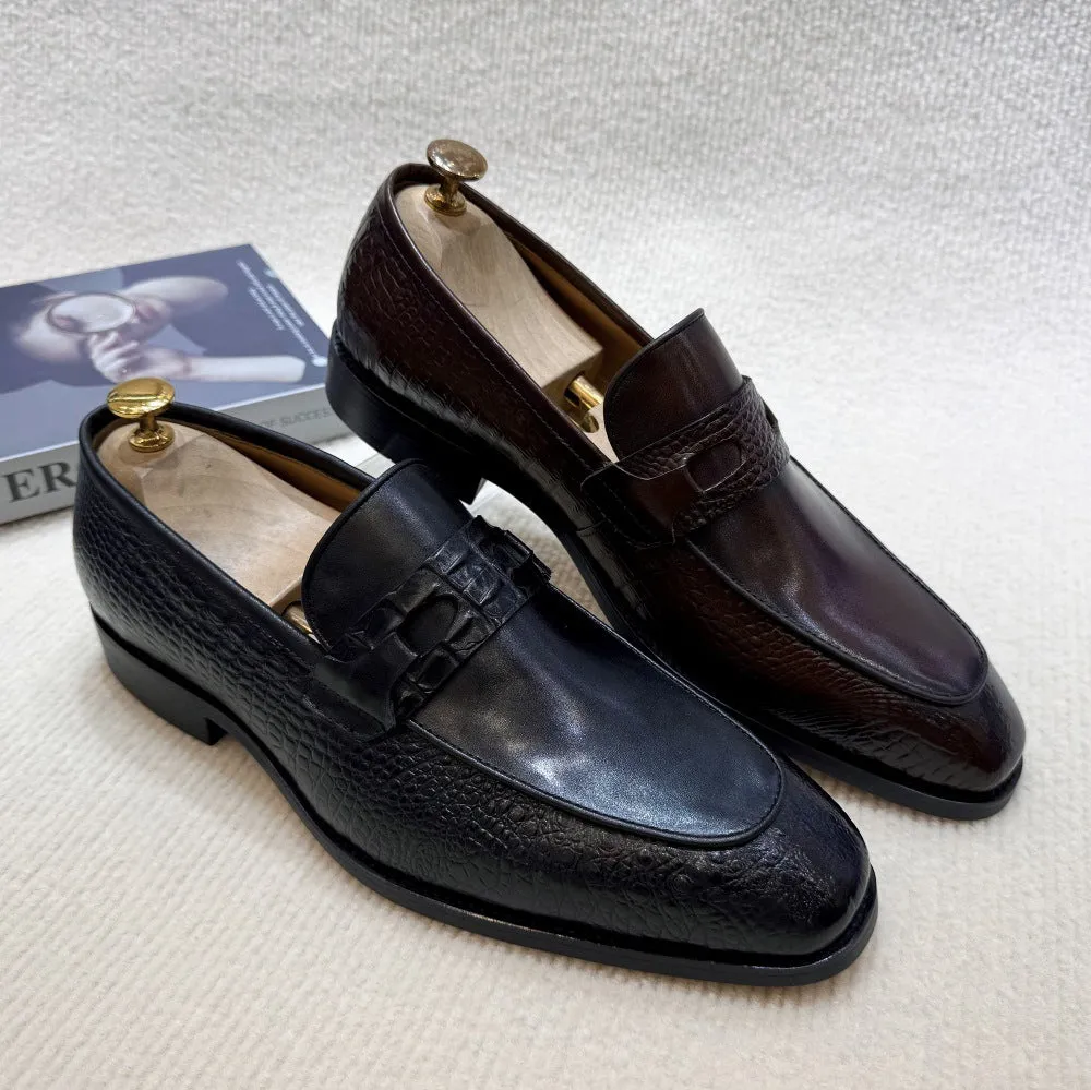 Brown Leather Loafers Business Dress Fashion Leather Shoes