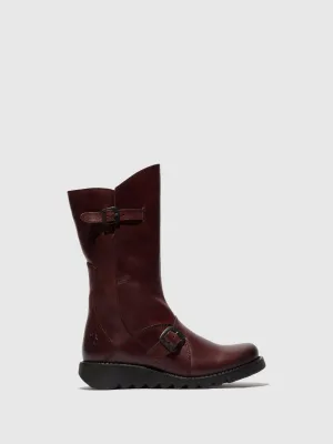 Buckle Boots MES 2 WINE(BLACK SOLE)