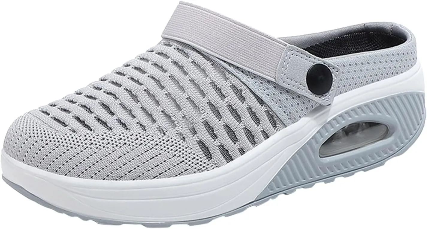 Canbebig Women's Sport Sandals Wide Width Non-Slip Sneakers Air Cushion Platform Mesh Mules Sneaker Sandals Arch Support Walking Orthopedic Clogs