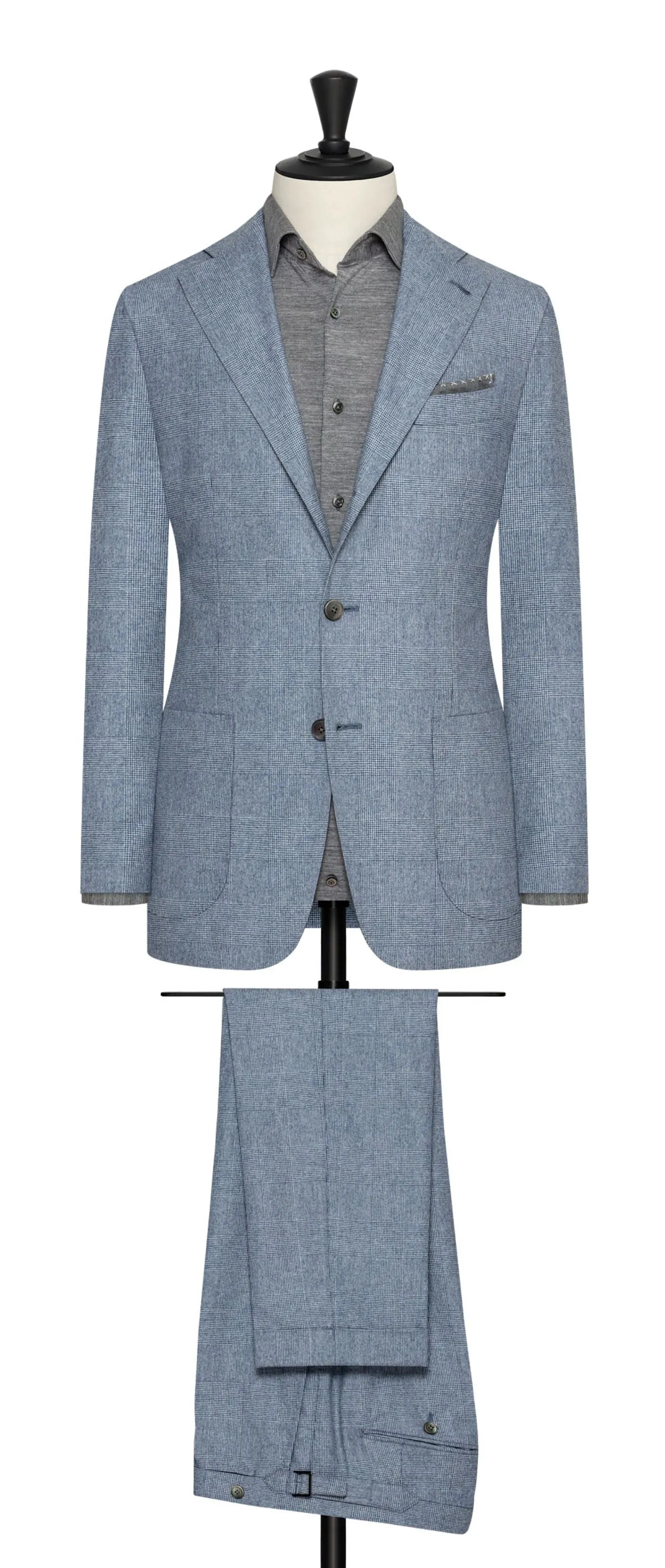Carlo Barbera Light Blue Merino Wool & Cashmere With Glencheck