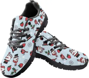 Christmas Sneakers for Women Flat Cozy Lace Up Low-Top Outdoor Gym Sneakers for Ladies Anti-Slip Workout Exercise Hiking Shoes for Teen Girls US 5-12