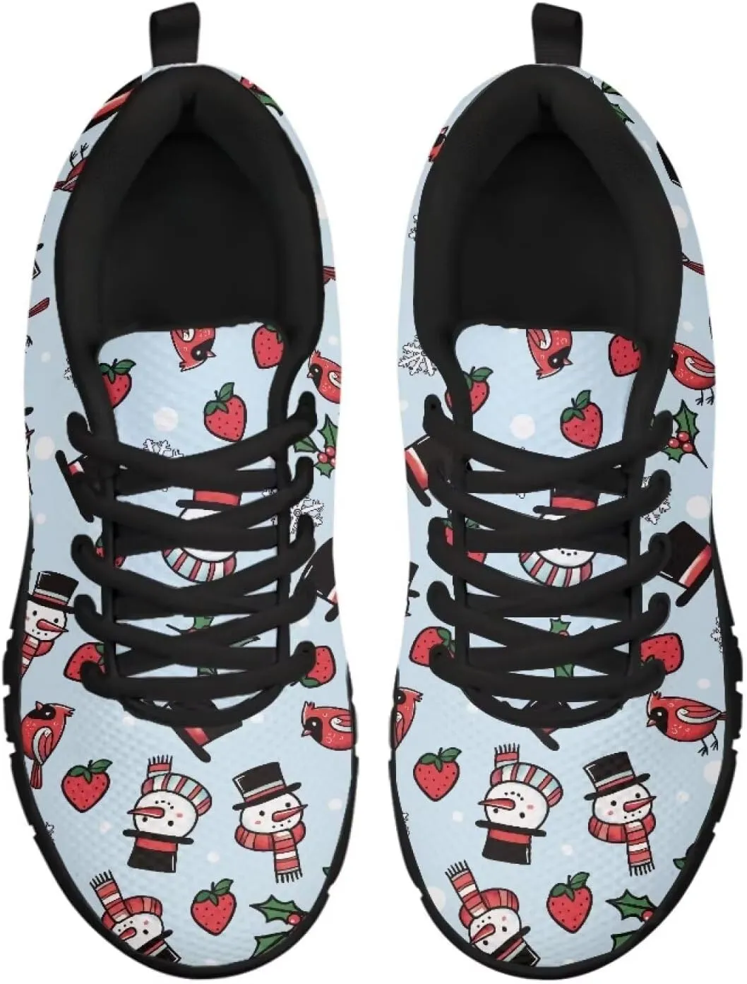 Christmas Sneakers for Women Flat Cozy Lace Up Low-Top Outdoor Gym Sneakers for Ladies Anti-Slip Workout Exercise Hiking Shoes for Teen Girls US 5-12
