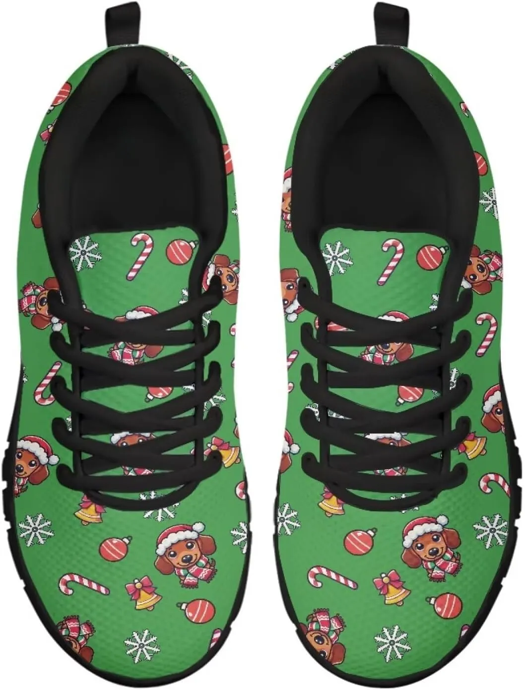 Christmas Sneakers for Women Flat Cozy Lace Up Low-Top Outdoor Gym Sneakers for Ladies Anti-Slip Workout Exercise Hiking Shoes for Teen Girls US 5-12