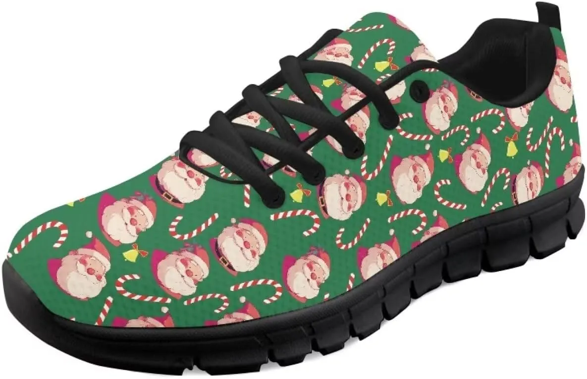 Christmas Sneakers for Women Flat Soft Low-Top Outdoor Running Sneakers for Ladies Lace-Up Non-Slip Workout Hiking Shoes for Teen Girls US 5-12