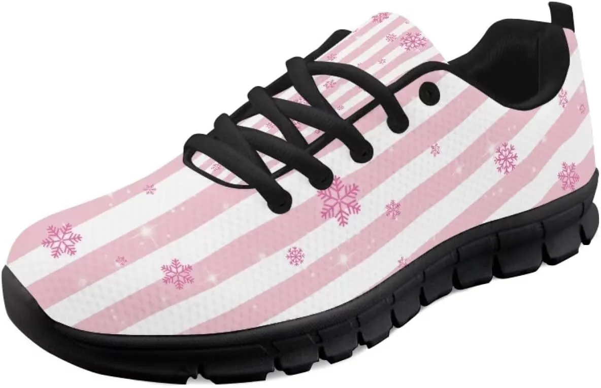 Christmas Sneakers for Women Flat Soft Low-Top Outdoor Running Sneakers for Ladies Lace-Up Non-Slip Workout Hiking Shoes for Teen Girls US 5-12