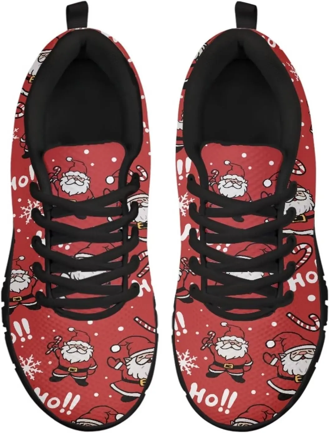 Christmas Sneakers for Women Low-Top Lace-Up Running Sneakers for Ladies Soft Non-Slip Outdoor Workout Hiking Shoes for Teen Girls US 5-12