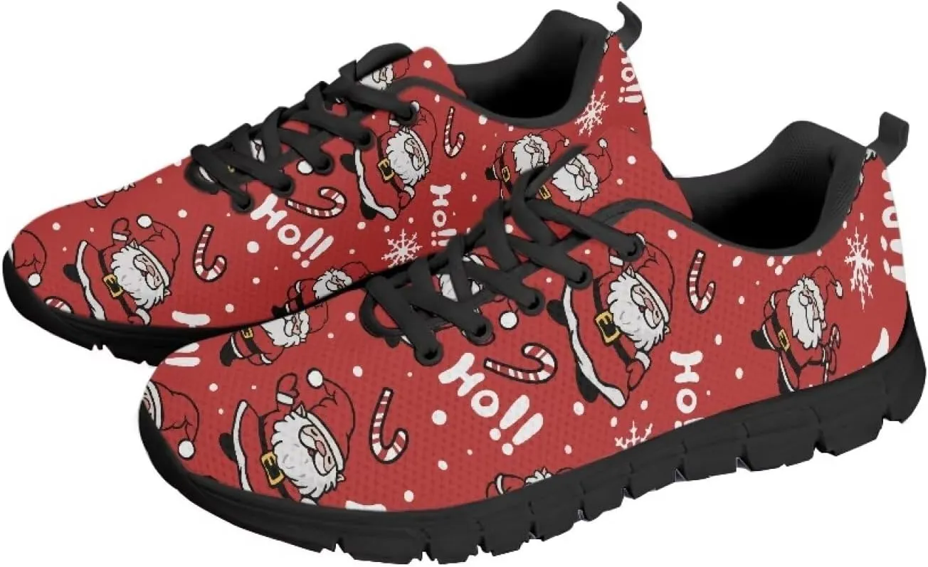 Christmas Sneakers for Women Low-Top Lace-Up Running Sneakers for Ladies Soft Non-Slip Outdoor Workout Hiking Shoes for Teen Girls US 5-12