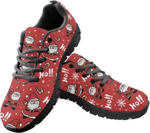 Christmas Sneakers for Women Low-Top Lace-Up Running Sneakers for Ladies Soft Non-Slip Outdoor Workout Hiking Shoes for Teen Girls US 5-12