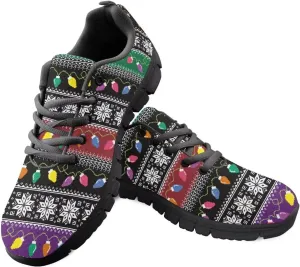 Christmas Sneakers for Women Low-Top Lace-Up Running Sneakers for Ladies Soft Non-Slip Outdoor Workout Hiking Shoes for Teen Girls US 5-12