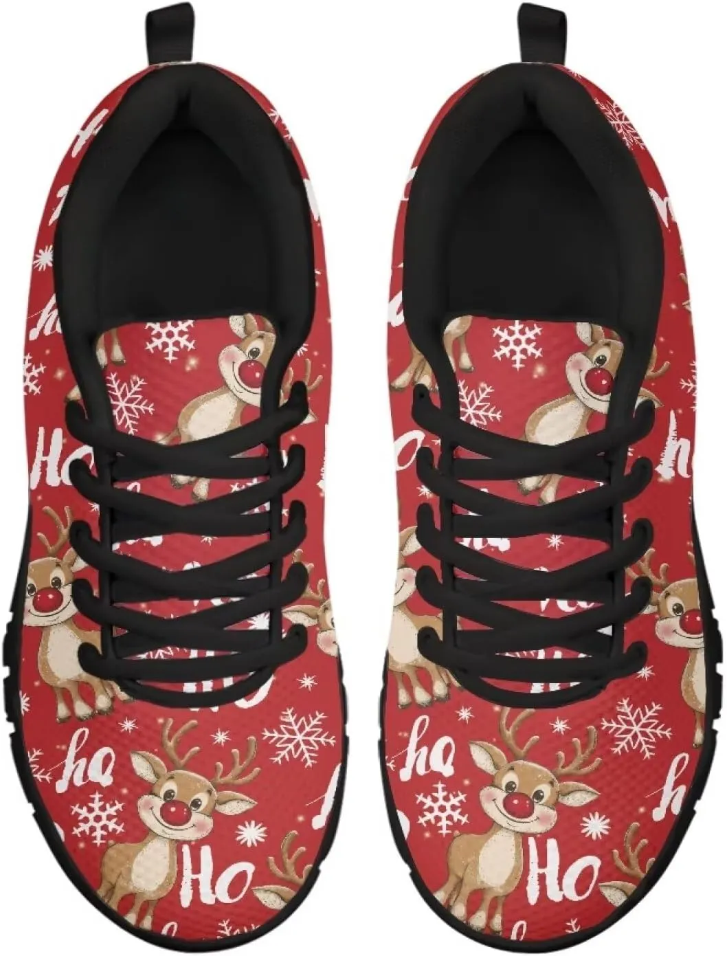 Christmas Sneakers for Women Low-Top Lace-Up Running Sneakers for Ladies Soft Non-Slip Outdoor Workout Hiking Shoes for Teen Girls US 5-12