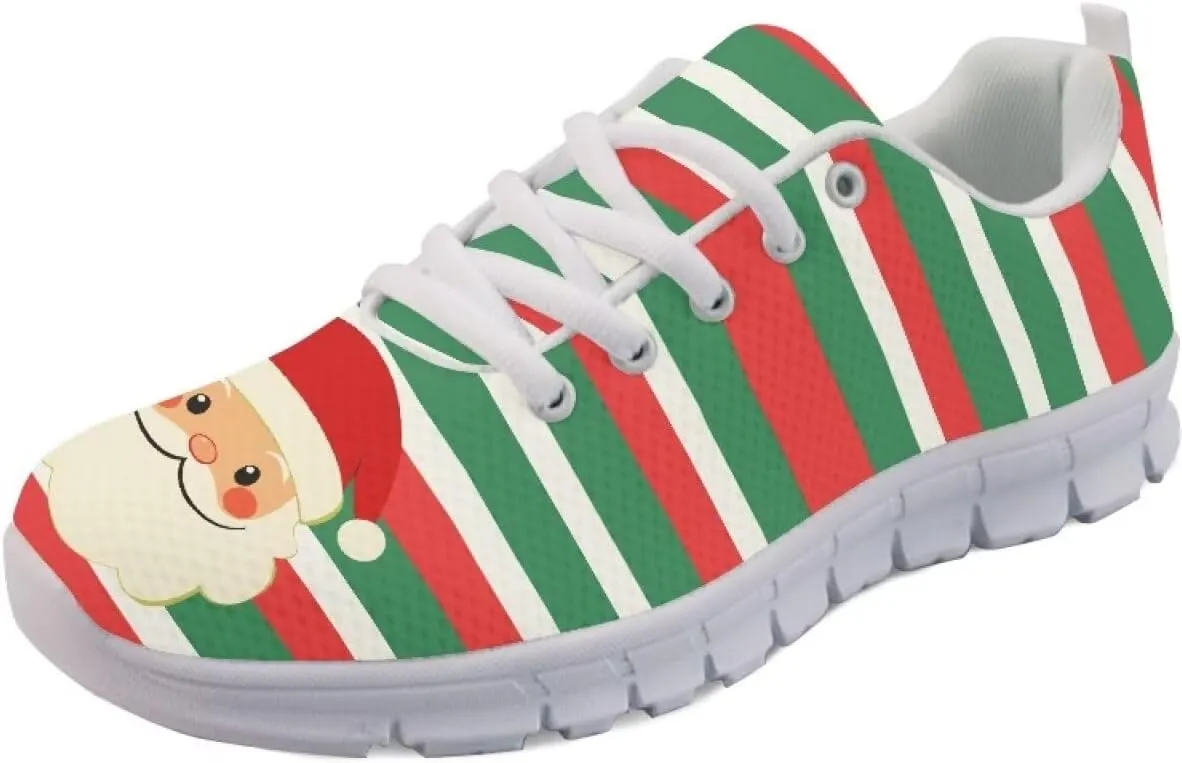 Christmas Women's Sneakers Comfortable Anti-Skid Workout Tennis Sneakers for Womens Low-Top Lightweight Lace-Up Outdoor Walking Shoes for Ladies US 5-12