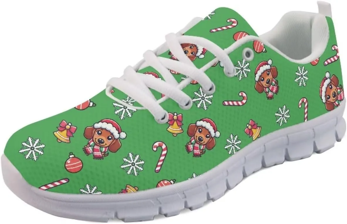 Christmas Women's Sneakers Comfortable Anti-Skid Workout Tennis Sneakers for Womens Low-Top Lightweight Lace-Up Outdoor Walking Shoes for Ladies US 5-12