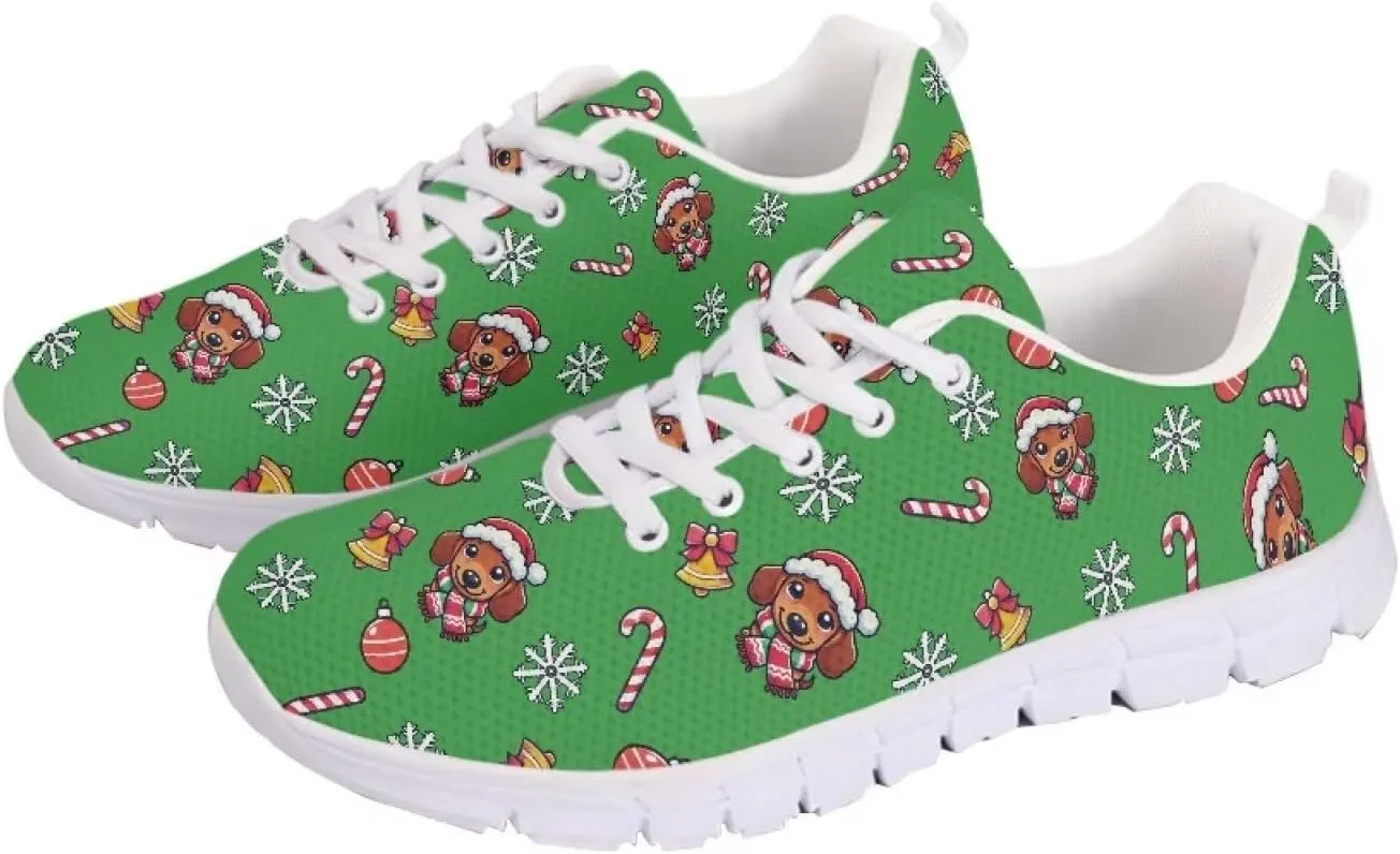 Christmas Women's Sneakers Comfortable Anti-Skid Workout Tennis Sneakers for Womens Low-Top Lightweight Lace-Up Outdoor Walking Shoes for Ladies US 5-12