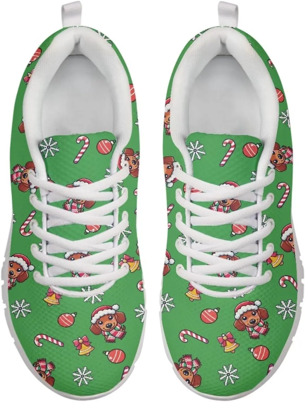 Christmas Women's Sneakers Comfortable Anti-Skid Workout Tennis Sneakers for Womens Low-Top Lightweight Lace-Up Outdoor Walking Shoes for Ladies US 5-12