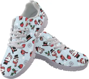 Christmas Women's Sneakers Comfortable Anti-Skid Workout Tennis Sneakers for Womens Low-Top Lightweight Lace-Up Outdoor Walking Shoes for Ladies US 5-12