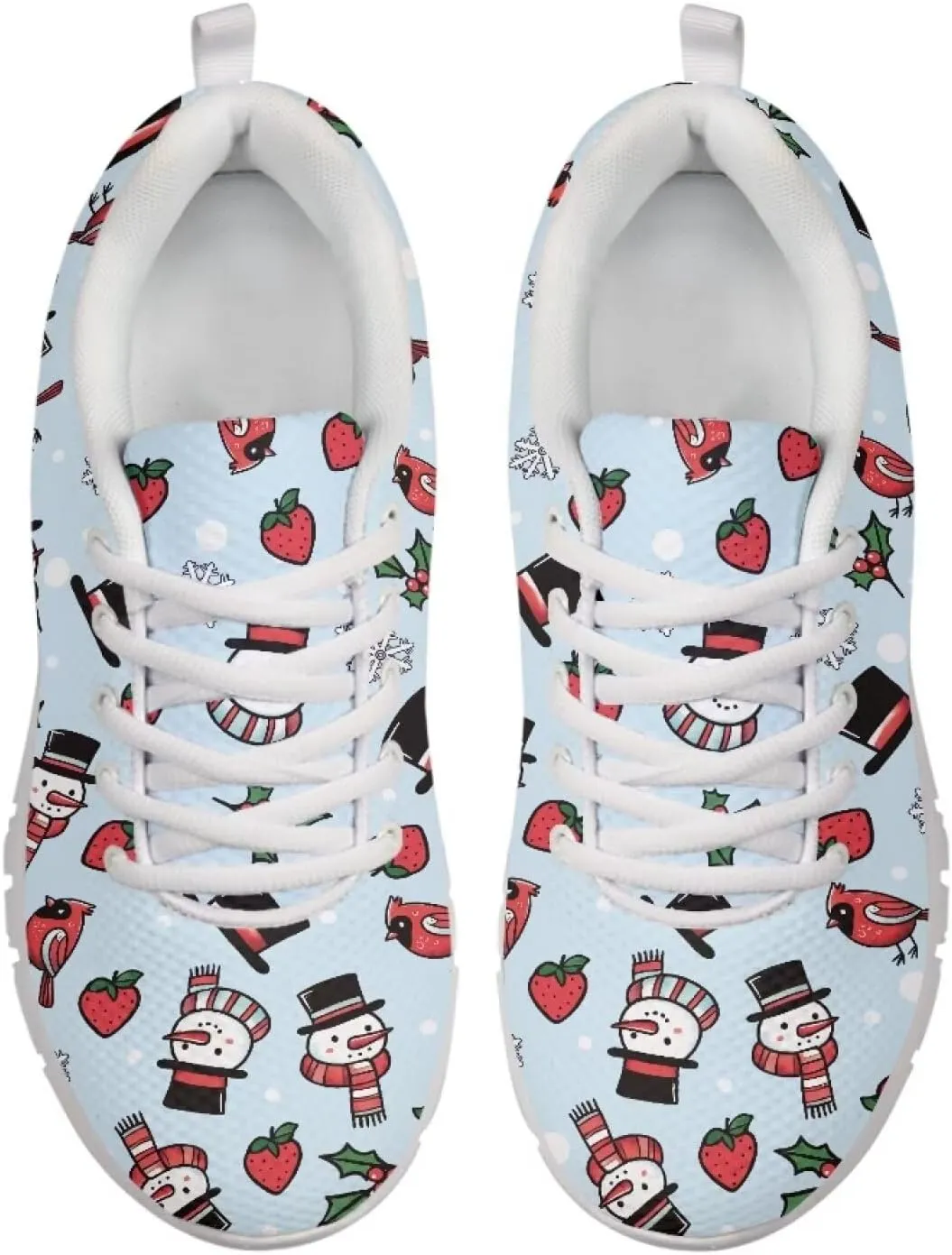 Christmas Women's Sneakers Comfortable Anti-Skid Workout Tennis Sneakers for Womens Low-Top Lightweight Lace-Up Outdoor Walking Shoes for Ladies US 5-12