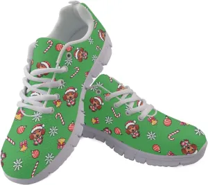Christmas Women's Sneakers Comfortable Anti-Skid Workout Tennis Sneakers for Womens Low-Top Lightweight Lace-Up Outdoor Walking Shoes for Ladies US 5-12