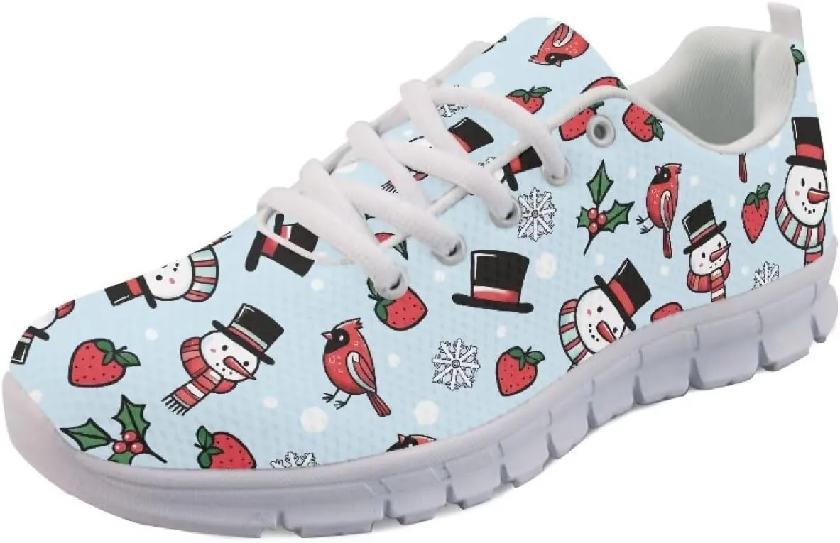 Christmas Women's Sneakers Comfortable Anti-Skid Workout Tennis Sneakers for Womens Low-Top Lightweight Lace-Up Outdoor Walking Shoes for Ladies US 5-12