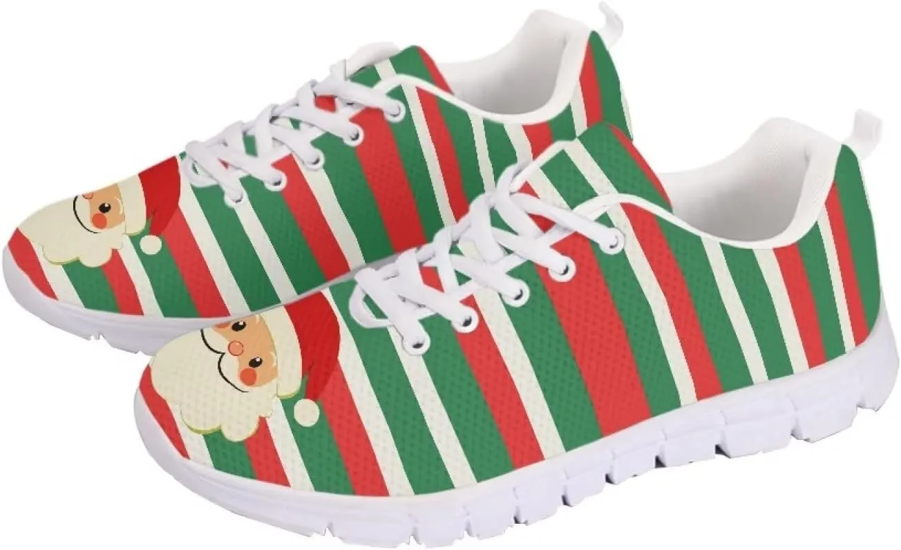 Christmas Women's Sneakers Comfortable Anti-Skid Workout Tennis Sneakers for Womens Low-Top Lightweight Lace-Up Outdoor Walking Shoes for Ladies US 5-12