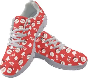 Christmas Women's Sneakers Cozy Lightweight Non-Slip Workout Walking Sneakers for Womens Flat Lace-Up Outdoor Tennis Shoes for Ladies Black US 5-12