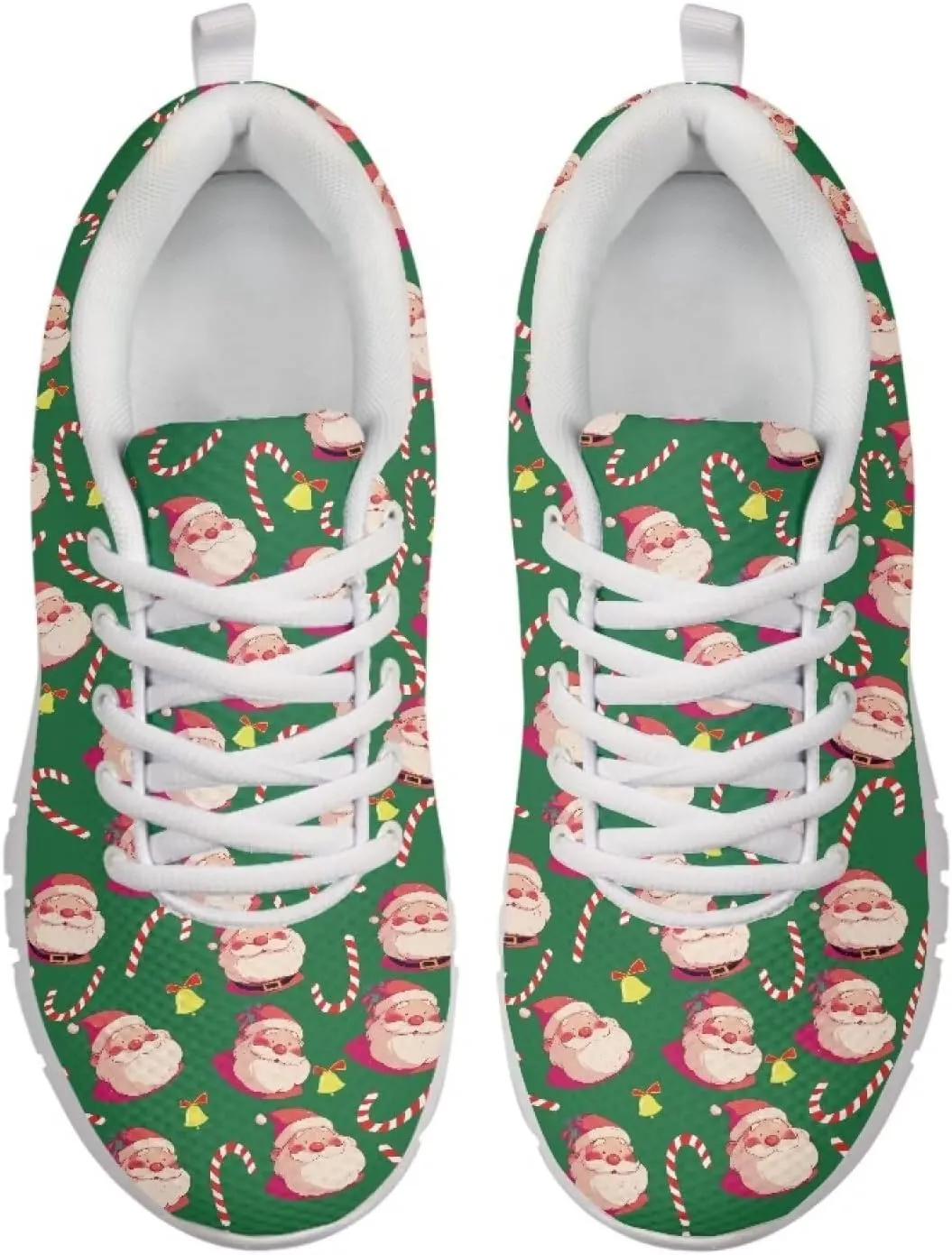 Christmas Women's Sneakers Cozy Lightweight Non-Slip Workout Walking Sneakers for Womens Flat Lace-Up Outdoor Tennis Shoes for Ladies Black US 5-12