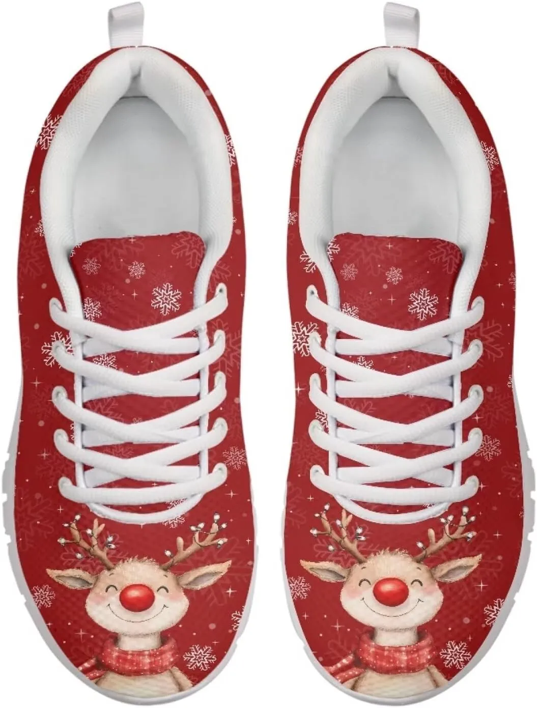 Christmas Women's Sneakers Cozy Lightweight Non-Slip Workout Walking Sneakers for Womens Flat Lace-Up Outdoor Tennis Shoes for Ladies Black US 5-12