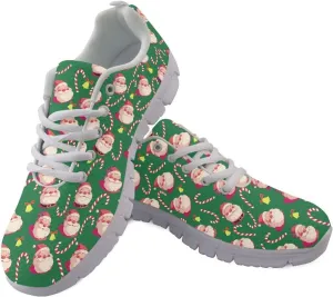 Christmas Women's Sneakers Cozy Lightweight Non-Slip Workout Walking Sneakers for Womens Flat Lace-Up Outdoor Tennis Shoes for Ladies Black US 5-12