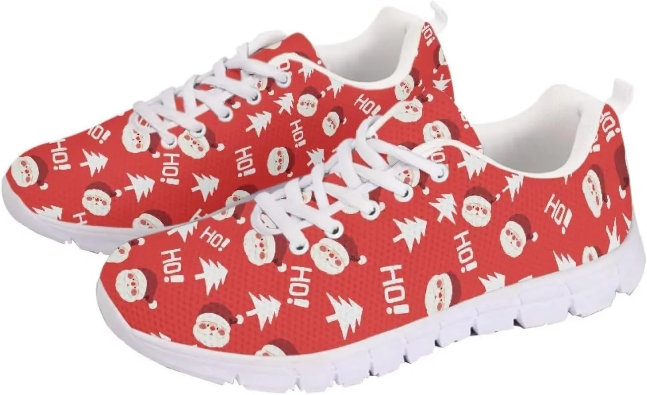 Christmas Women's Sneakers Cozy Lightweight Non-Slip Workout Walking Sneakers for Womens Flat Lace-Up Outdoor Tennis Shoes for Ladies Black US 5-12