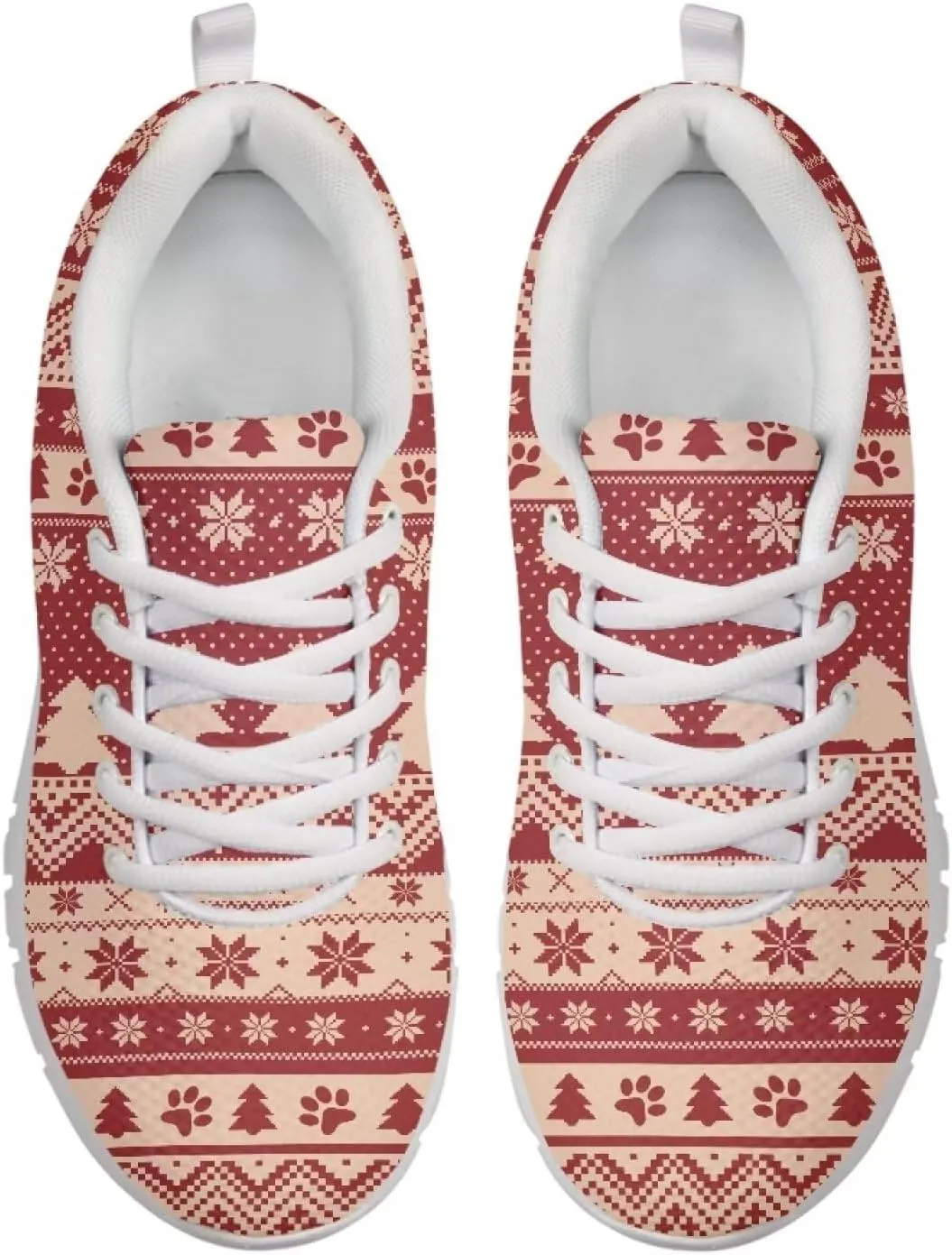 Christmas Women's Sneakers Soft Lightweight Anti-Skid Workout Tennis Sneakers for Womens Low-Top Lace-Up Outdoor Exercise Walking Shoes for Ladies US 5-12