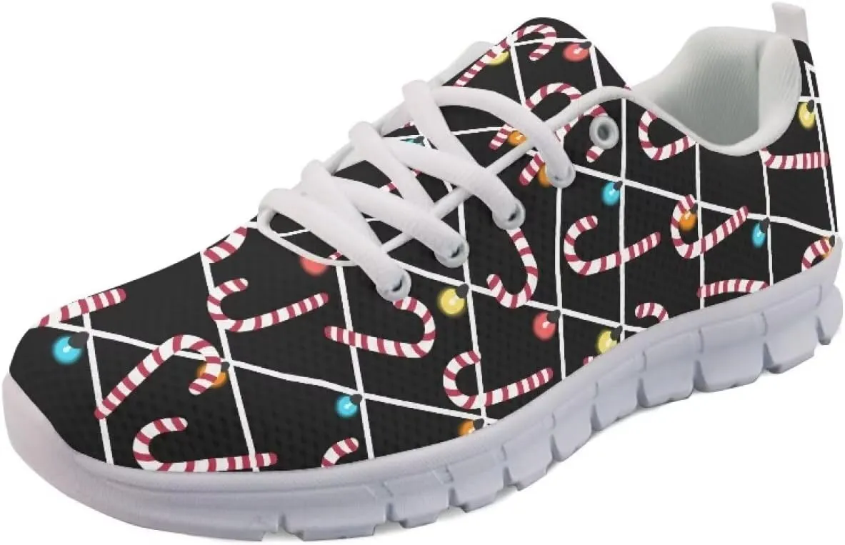 Christmas Women's Sneakers Soft Lightweight Anti-Skid Workout Tennis Sneakers for Womens Low-Top Lace-Up Outdoor Exercise Walking Shoes for Ladies US 5-12