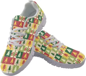 Christmas Women's Sneakers Soft Lightweight Anti-Skid Workout Tennis Sneakers for Womens Low-Top Lace-Up Outdoor Exercise Walking Shoes for Ladies US 5-12