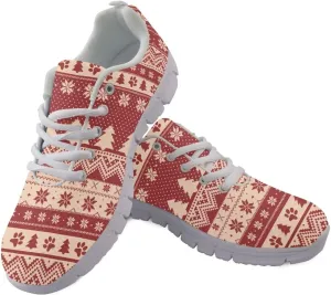 Christmas Women's Sneakers Soft Lightweight Anti-Skid Workout Tennis Sneakers for Womens Low-Top Lace-Up Outdoor Exercise Walking Shoes for Ladies US 5-12