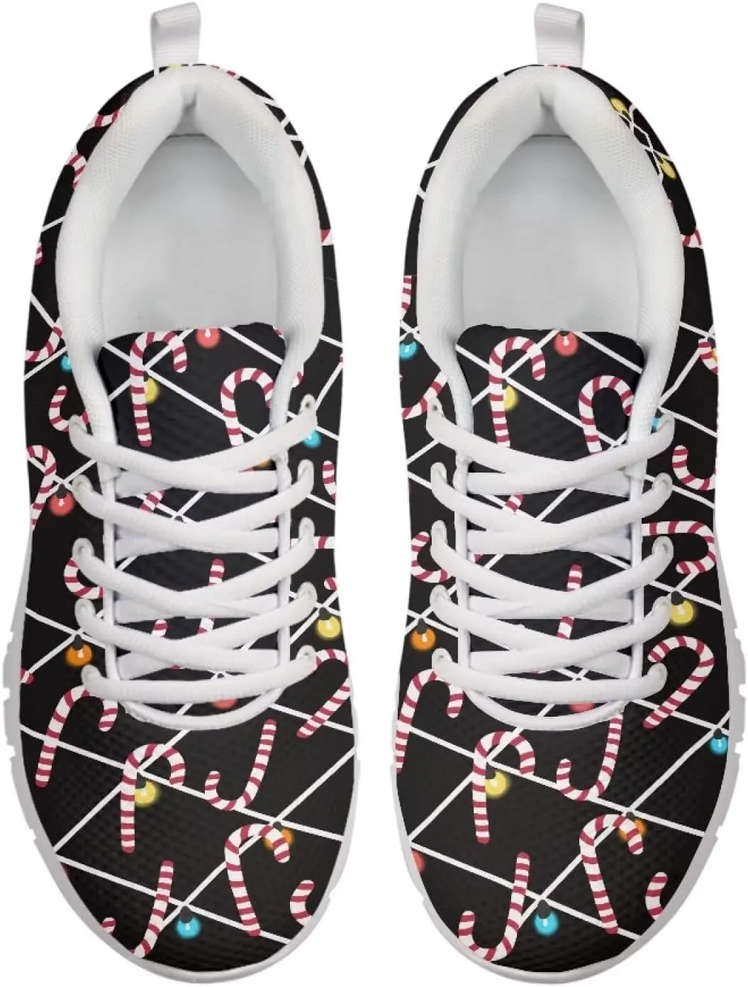 Christmas Women's Sneakers Soft Lightweight Anti-Skid Workout Tennis Sneakers for Womens Low-Top Lace-Up Outdoor Exercise Walking Shoes for Ladies US 5-12