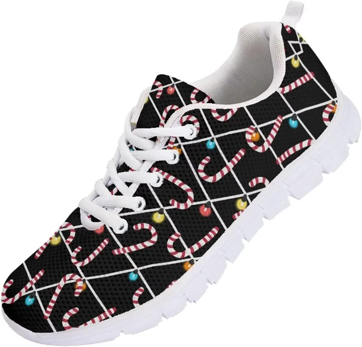Christmas Women's Sneakers Soft Lightweight Anti-Skid Workout Tennis Sneakers for Womens Low-Top Lace-Up Outdoor Exercise Walking Shoes for Ladies US 5-12