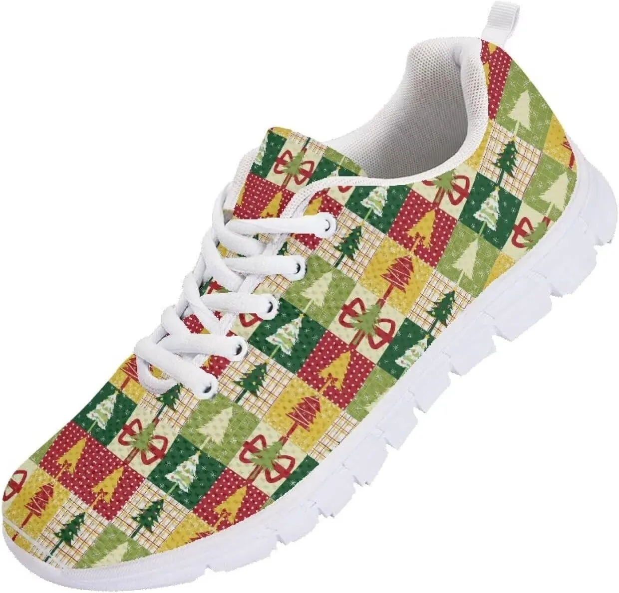 Christmas Women's Sneakers Soft Lightweight Anti-Skid Workout Tennis Sneakers for Womens Low-Top Lace-Up Outdoor Exercise Walking Shoes for Ladies US 5-12